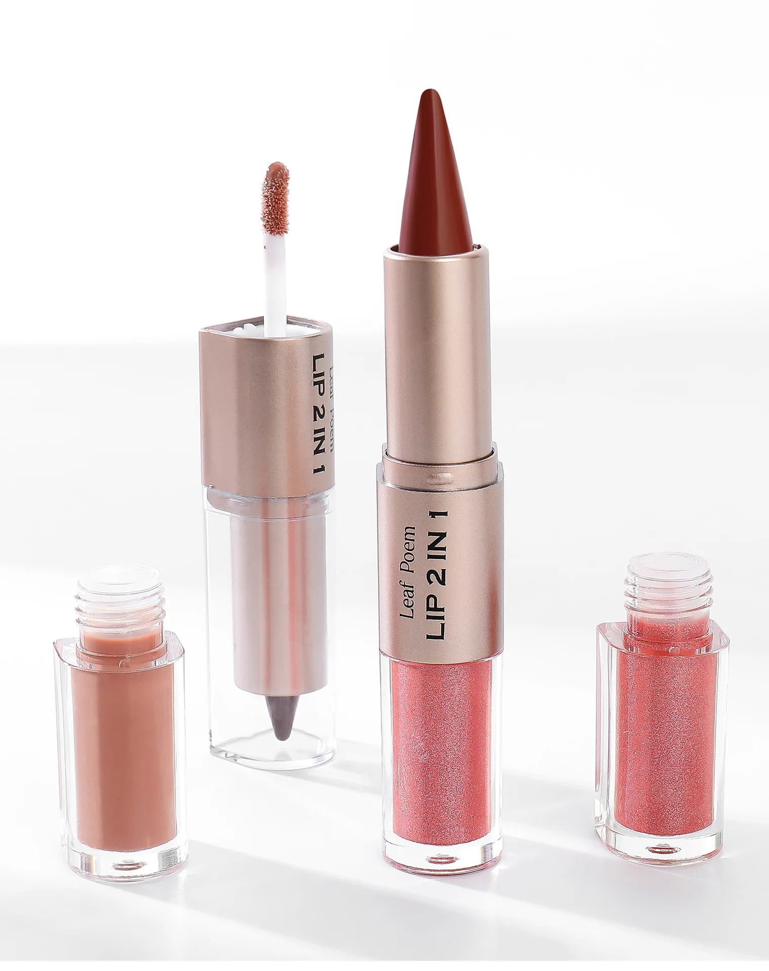 Black Brown Tapered Lip Liner Contour Pencil Double Head Mirror Plumping Lip Glaze Crystal Lip Gloss Sexy Red Lips Tint Makeup